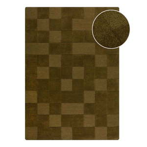 Kaki ručne tkaný vlnený koberec 120x170 cm Checkerboard – Flair Rugs vyobraziť