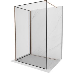 MEXEN/S - Kioto Sprchová zástena WALK-IN 100 x 100 cm, čierny vzor, meď kartáčovaná 800-100-212-65-70-100 vyobraziť