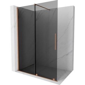 MEXEN/S - Velar Sprchová zástena posuvná Walk-in 160 x 200 cm, grafit 8 mm, meď kartáčovaná 871-160-000-43-65 vyobraziť