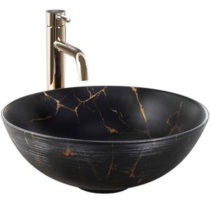 REA - Umývadlo na dosku Stella Black Marble Brush REA-U9086 vyobraziť