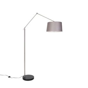 Moderná stojaca lampa oceľové ľanové tienidlo tmavosivé 45 cm - Redaktor vyobraziť