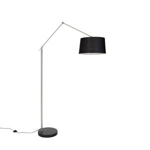 Moderná stojaca lampa oceľové ľanové tienidlo čierne 45 cm - Redaktor vyobraziť