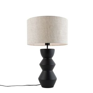 Dizajnová stolná lampa čierna s tienidlom z látky svetlosivý 35 cm - Alisia vyobraziť