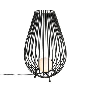 Dizajnová stojaca lampa čierna s opálom 110 cm IP44 - Angela vyobraziť