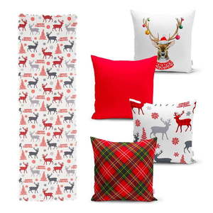 Súprava 4 vianočných obliečok na vankúš a behúň na stôl Minimalist Cushion Covers Christmas vyobraziť