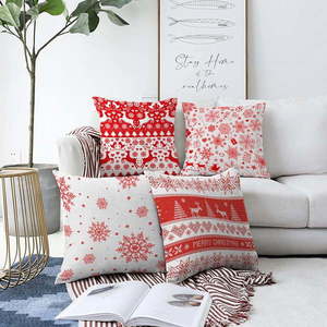 Súprava 4 vianočných žinylkových obliečok na vankúš Minimalist Cushion Covers Red Snowflakes, 55 x 55 cm vyobraziť