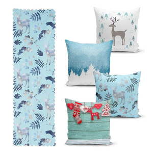 Súprava 4 vianočných obliečok na vankúš a behúň na stôl Minimalist Cushion Covers Winter Wonderland vyobraziť