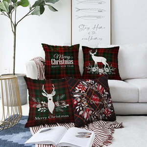 Súprava 4 vianočných žinylkových obliečok na vankúš Minimalist Cushion Covers Tartan Merry Christmas, 55 x 55 cm vyobraziť