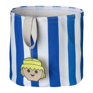 Modrý látkový detský kôš na hračky ø 30x28 cm Stripes – Playmobil vyobraziť