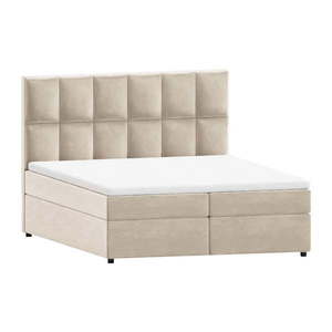 Béžová boxspring posteľ s úložným priestorom 160x200 cm Flip – Ropez vyobraziť