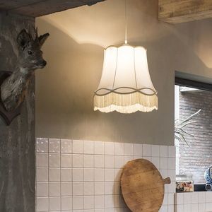 Retro závesná lampa krémová 45 cm - babička vyobraziť