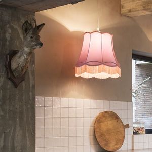 Retro závesná lampa ružová 45 cm - babička vyobraziť