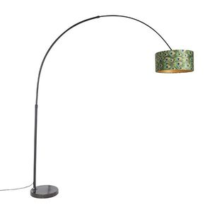 Botanická oblúková lampa čierny zamatový odtieň pávie prevedenie 50 cm - XXL vyobraziť