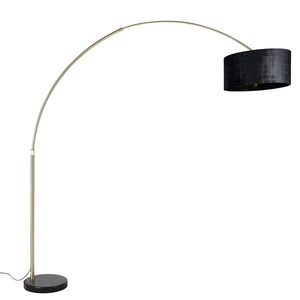 Oblúková lampa mosadz s čiernou látkou odtieň čierna 50 cm - XXL vyobraziť