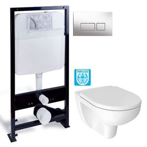 PRIM - předstěnový instalační systém s chromovým tlačítkem 20/0041 + WC JIKA LYRA PLUS RIMLESS + SEDADLO duraplastu PRIM_20/0026 41 LY1 vyobraziť