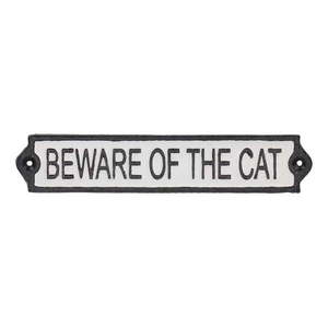 Liatinová ceduľa 26x5 cm Beware of the Cat – Esschert Design vyobraziť