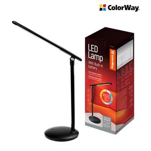 COLORWAY LED STOLNA LAMPA CW SO ZABUDOVANOU BATERIOU, CIERNA (CW-DL02B-B) vyobraziť