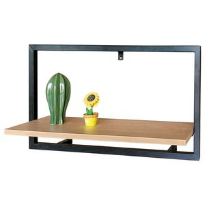 AUTRONIC P-074 OAK Polička nástěnná 65x20 cm, MDF, dekor dub, kov černý mat vyobraziť