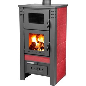 Kachle Pro TAURUS Ceramic, červené, 12 kW, 120 mm, s rúrou na pečenie vyobraziť