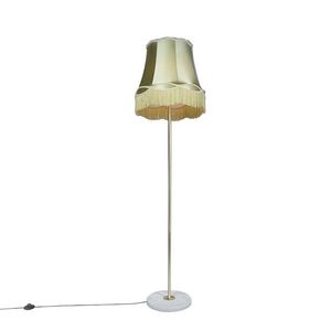 Retro stojaca lampa mosadz s granátovým odtieňom zelená 45 cm - Kaso vyobraziť