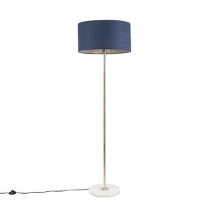 Podlahová lampa mosadz s modrým tienidlom 50 cm - Kaso vyobraziť