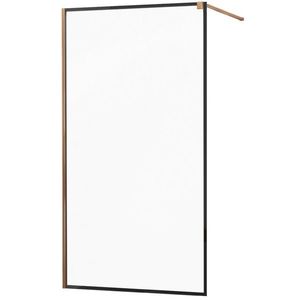 MEXEN/S - KIOTO Sprchová zástena WALK-IN 50x200 cm 8 mm, ružové zlato, čierny profil 800-050-101-60-70 vyobraziť