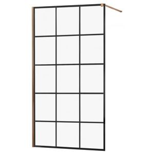 MEXEN/S - KIOTO Sprchová zástena WALK-IN 100x200 cm 8 mm, ružové zlato, čierny vzor 1 800-100-101-60-77 vyobraziť