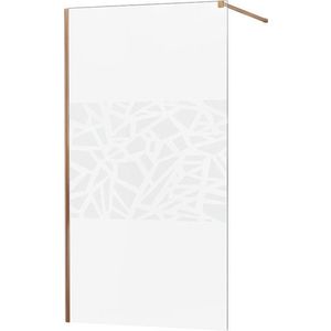 MEXEN/S - KIOTO Sprchová zástena WALK-IN 100x200 cm 8 mm, ružové zlato, biely vzor 800-100-101-60-85 vyobraziť