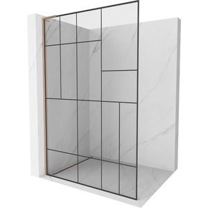 MEXEN/S - Kioto L Sprchová zástena WALK-IN 90 x 200 cm, čierny vzor, meď kartáčovaná 800-090-103-65-78 vyobraziť