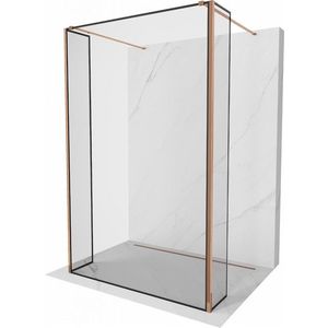 MEXEN/S - Kyoto Sprchová zástena WALK-IN voľne stojaca 90 x 30 x 30 cm, čierna vzor, ružové zlato 800-090-030-222-60-70-030 vyobraziť