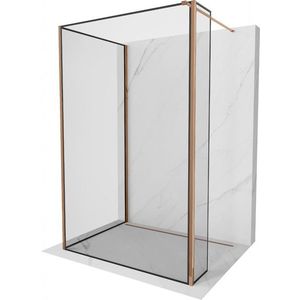 MEXEN/S - Kyoto Sprchová zástena WALK-IN 90 x 70 x 30 cm, čierna vzor, ružové zlato 800-090-070-221-60-70-030 vyobraziť