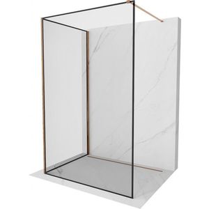 MEXEN/S - Kioto Sprchová zástena WALK-IN 90 x 70 cm, čierna vzor, ružové zlato 800-090-212-60-70-070 vyobraziť