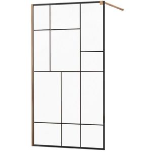 MEXEN/S - KIOTO Sprchová zástena WALK-IN 90x200 cm 8 mm, růžové zlato, čierny vzor 2 800-090-101-60-78 vyobraziť