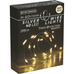 Svetelný drôt s časovačom Silver Wire, 40 LED, teplá biela, 195 cm vyobraziť