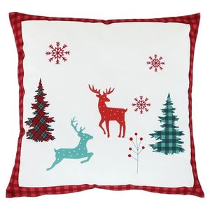 Vankúš zamatový s výplňou - vianočné, červené okraje, 100% polyester, 45 x 45 cm. vyobraziť