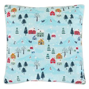 Vankúš zamatový s výplňou, modrý - farebný vzor, ​​100% polyester, 45 x 45 cm. vyobraziť