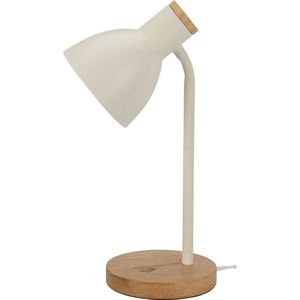 Kovová stolná lampa s dreveným podstavcom Solano biela, 14 x 36 cm vyobraziť