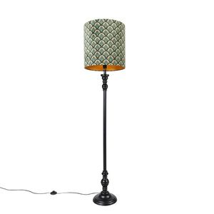 Klasická stojaca lampa čierna s odtieňom páv design 40 cm - Classico vyobraziť