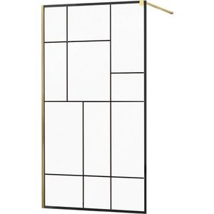 MEXEN/S - KIOTO Sprchová zástena WALK-IN 80x200 cm 8 mm, zlatá, čierny vzor 2 800-080-101-50-78 vyobraziť