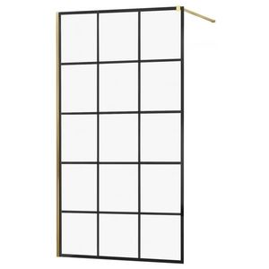 MEXEN/S - KIOTO Sprchová zástena WALK-IN 100x200 cm 8 mm, zlatá, čierny vzor 1 800-100-101-50-77 vyobraziť