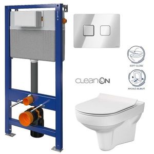 CERSANIT POD. SYSTÉM AQUA 52 PNEU S QF + TLAČÍTKO SQUARE CHROM + WC CERSANIT CITY NEW CLEANON + WC SEDENIE SLIM S97-062 SQCR CI2 vyobraziť