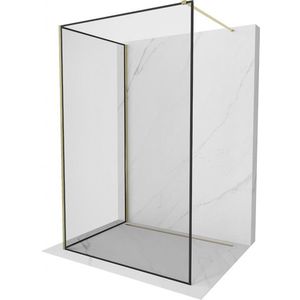 MEXEN/S - Kioto Sprchová zástena WALK-IN 120 x 70 cm, čierny vzor, zlatá 800-120-212-50-70-070 vyobraziť