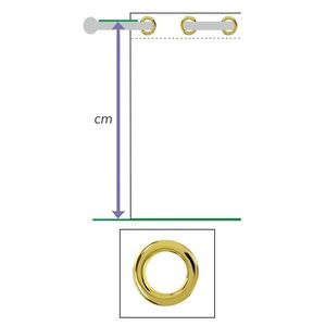 Zlatá farba krúžkov, Krúžkovanie závesu, (pridajte 23 cm látky) vyobraziť