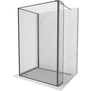 MEXEN/S - Kioto Sprchová zástena WALK-IN 110 x 100 x 40 cm, čierny vzor, grafit kartáčovaná 800-110-100-221-66-70-040 vyobraziť