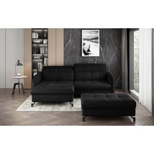 ELTAP ROHOVY LORELLE + POUF, MAT VELVET 99, BLACK, LEFT, 27586 vyobraziť