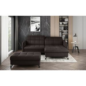 ELTAP ROHOVY LORELLE + POUF, MAT VELVET 29, DARK BROWN, RIGHT, 27613 vyobraziť