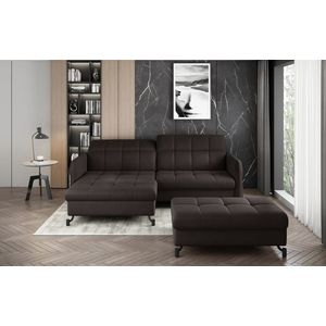 ELTAP ROHOVY LORELLE + POUF, MAT VELVET 29, DARK BROWN, LEFT, 27585 vyobraziť