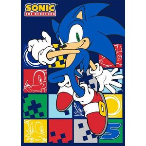 Dětská fleecová deka Polar JEŽEK SONIC 100x140 cm modrá vyobraziť