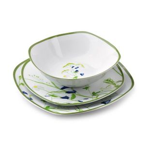 Porcelánová sada 18 ks talířů LEA SOFT bílá/zeleno-žlutá vyobraziť