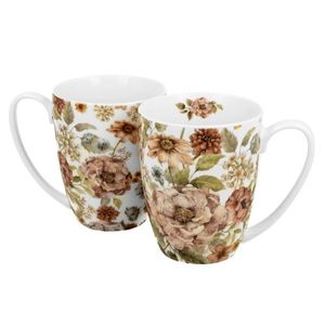 Sada 2 ks porcelánových hrnků Pastel Flowers 360 ml bílý vyobraziť